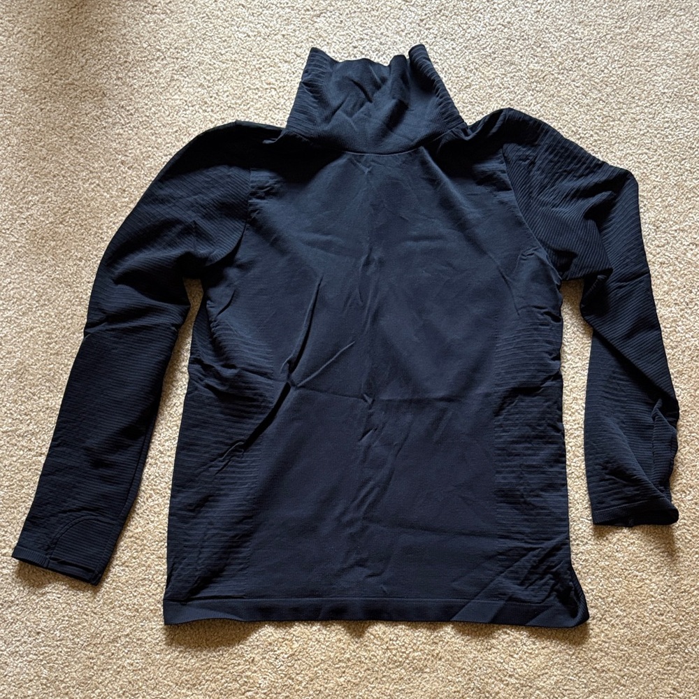 Athleta 1X black long sleeve top womens Ribbed Turtleneck 1X flurry blizzard rib